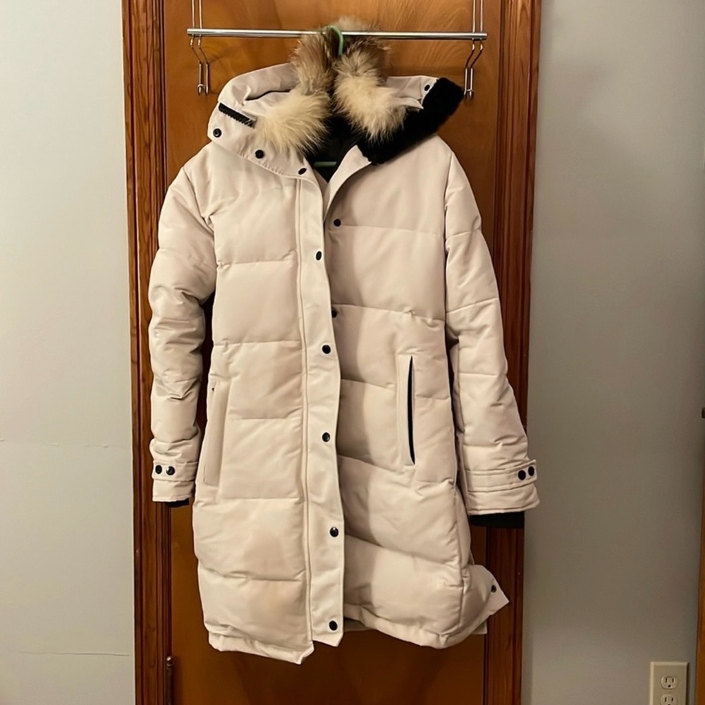 Canada Goose Shelbourne Women's Cream Hooded Puffer Coat